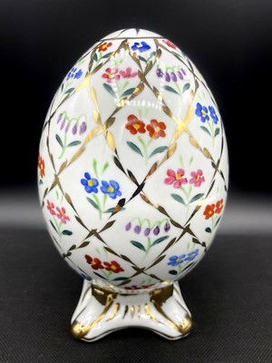 Formalities Braum Brothers Hand Painted Floral Egg Gold Accents Easter Spring