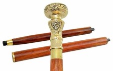 Handmade Brass Knob Head Handle Wooden Walking Stick Cane for Men/Women/Seniors