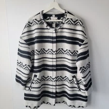 Melrose and Market womens Aztec Stripe print Full Zip Jacket size L Southwestern