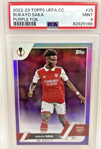 PSA 9 BUKAYO SAKA 2022-23 Topps UEFA CC 42/75 Purple Foil #25 Arsenal