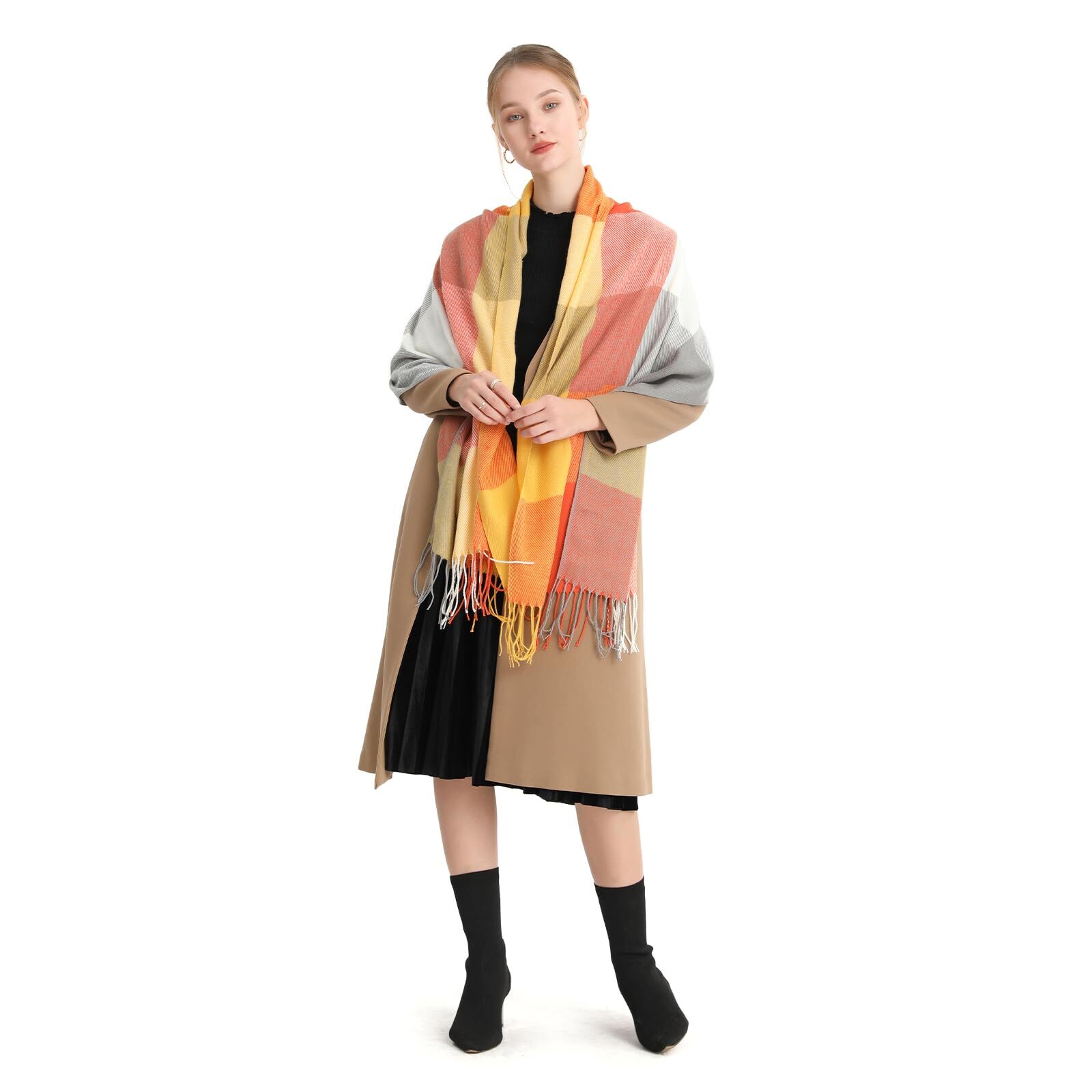 Miss Lulu Donne Sciarpe Inverno Lungo Morbido Caldo Tartan Check Wraps Lana F...