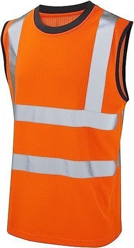 Work Wear Pullover Vest Top Mens Hi Vis Viz Sleeveless T-Shirt High Visibility - Afbeelding 3 van 3