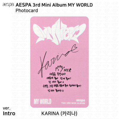 Aespa 3rd Mini Album MY WORLD Official Photocard KARINA WINTER