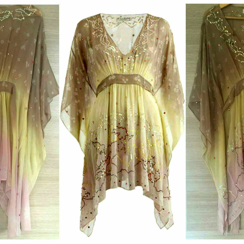 ALLSAINTS SILK EMBELLISHED HOLIDAY WEDDING BEACH KIMONO KAFTAN DRESS SOLDOUT£279
