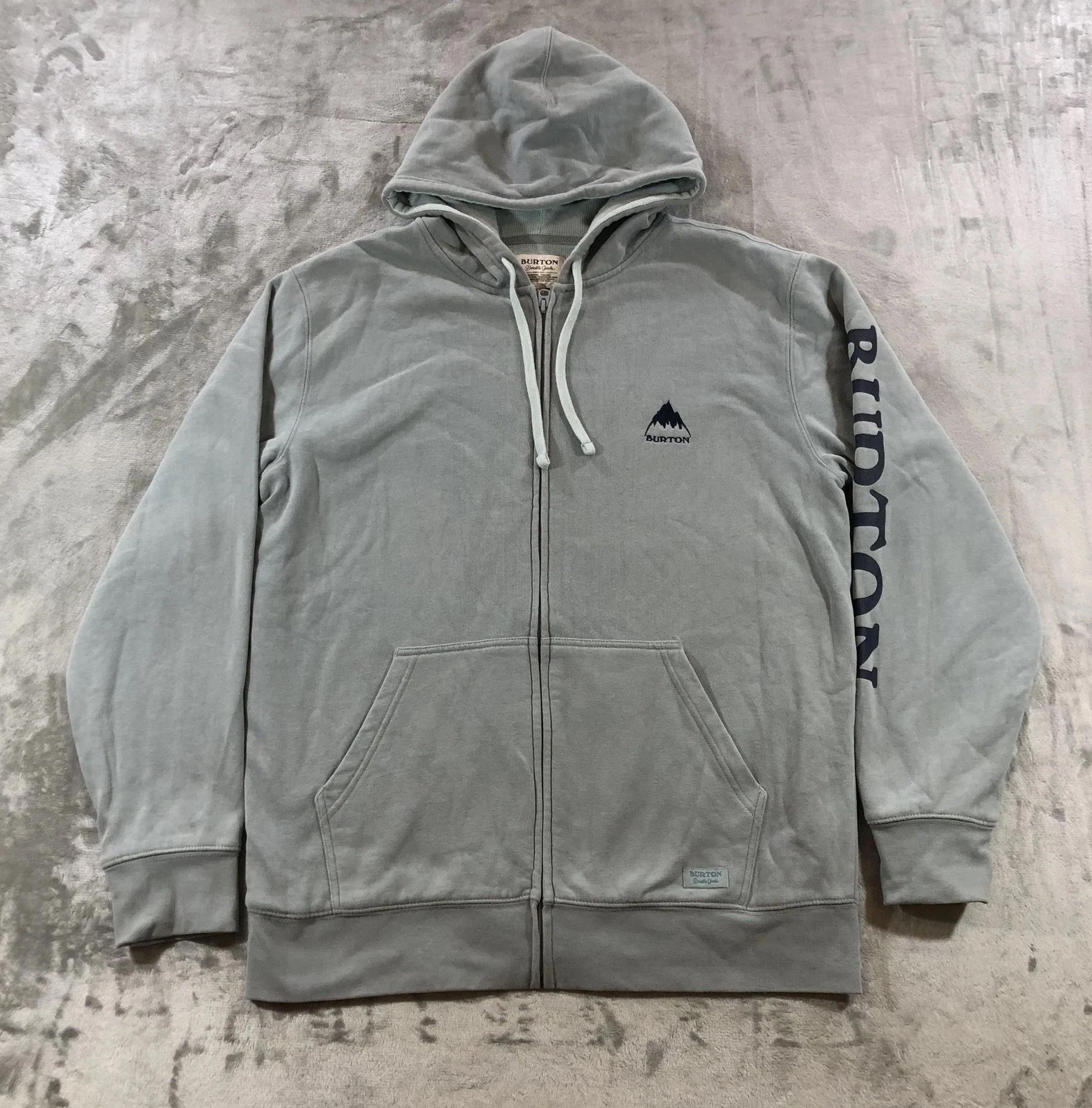 Burton Hoodie Mens Medium Blue Thermal Lined Full Zip Sweatshirt Outdoor Logo