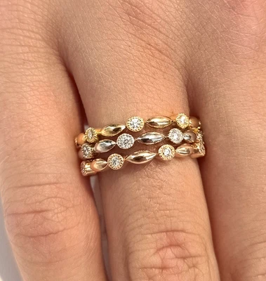Combinación De 3 Anillos Oro 18 CT (750) Multicolor Con Diamantes Para Mujer - Imagen 1 de 4