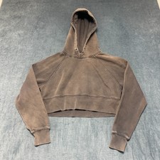 Abercrombie  Fitch Cropped Hoodie Womens XS Gray Fleece Lined Raglan Sleeve
