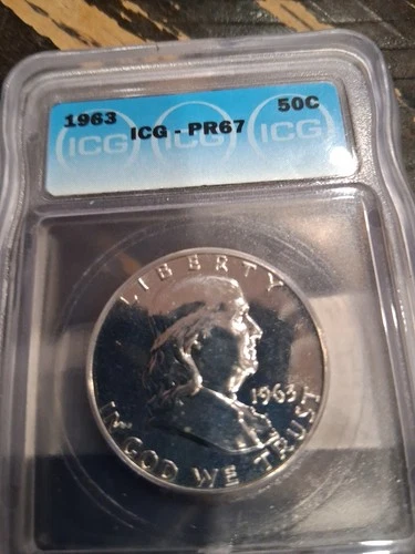 1963 PROOF FRANKLIN HALF DOLLAR ICG PR67 DCAM, SOLID CAMEO. LOOK AT THE PICTURES
