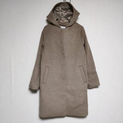 OPAQUE CLIP Cashmere and wool mix hoodie 2way coat beige 4-1102A 