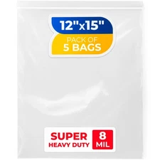 Large 12" x 15" Reclosable Poly Zip Seal Lock Bags, 8 Mil Thickness, Pack of ...