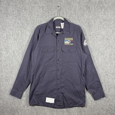 Bulwark FR Flame Resistant CAT 2 Button Work Shirt Navy Blue Size Medium 1940
