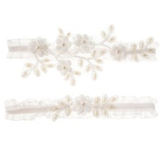 Wedding Garter for Bride, Bridal Garter Set Stretchy Lace Leg Garter with Flo...