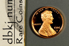 1986 S - Proof Lincoln Memorial 1¢ Cent Penny - Red
