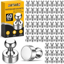 60 Pack Magnetic Push Pins, Fridge Magnets for Whiteboard, Whiteboard Magnets