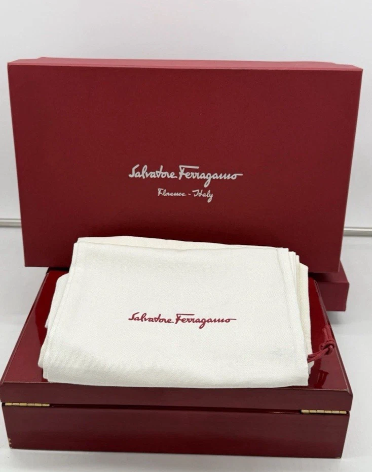 Ferragamo Mens Black Loafers 11.5 Pebbled Leather Silver Gancini Bit Buckle - Image 4 of 4