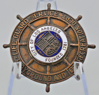 INSIGNIA DE SERVICIO DE GUARDAVIDAS original vintage ciudad de LOS ANGELES