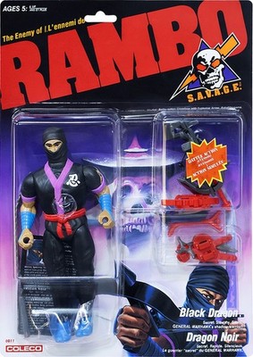 Rambo S. A. V. A. G.E.Schwarz Drache Figur, Vintage 1985/86 Sammel, Neu! Mosc
