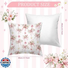 8 Pcs 18x18 Inch Pink Bow Floral Pillow Covers Cute Coquette Room Decor Bow K...