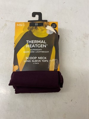 Brandneu 2er-Pack Heatgen  Thermo Langarmshirts dunkle Traube Farbe Größe 8