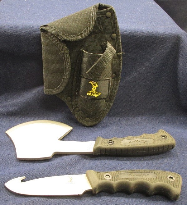 ELK RIDGE EDC HATCHET & KNIFE SET WITH SHEATH 440 STAINLESS EASY GRIP HANDLES