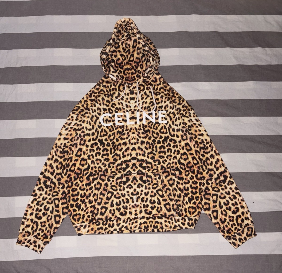 Celine Leopard Print Hoodie Size M Pristine Condition No Flaws | eBay
