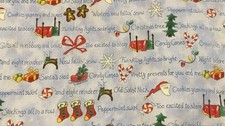 Cotton Holiday Fabric Approx 66 X 42 -New-Reindeer, Santa, Cookies,Blue, Red