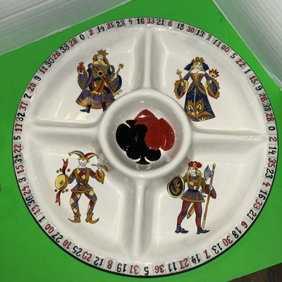 Tabletop Gallery King Of Hearts Gambling Roulette 14'' Chip & Dip Ceramic Platter