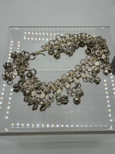 Yemeni Silver Tone Ornate Drop Rattle Charms Anklet Belly Dancer READ