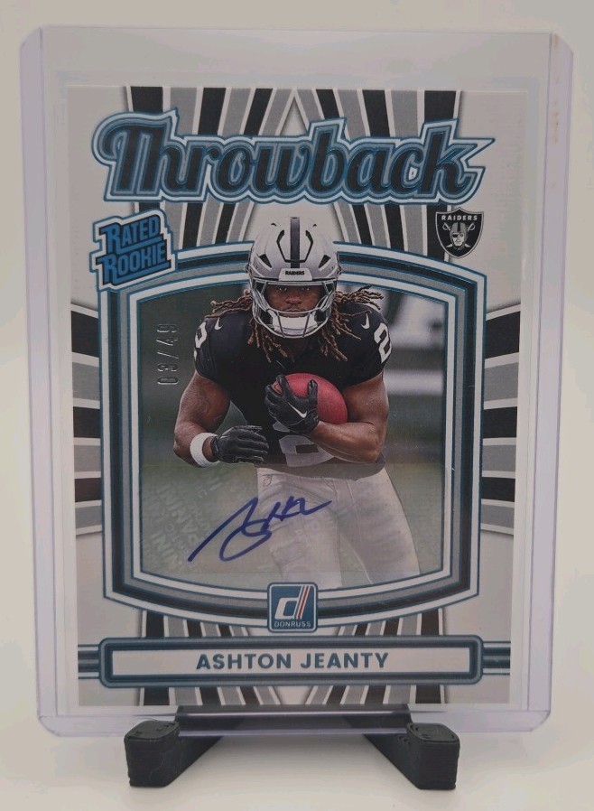 2025 Donruss ASHTON JEANTY Rated Rookie Throwback Auto #’d/49 RC - Fresh Pull!