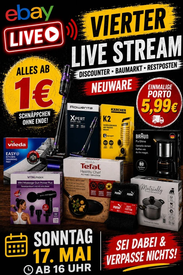 Discounter Baumarkt Restposten alles Neuware ab 1 Euro 17.5.2026