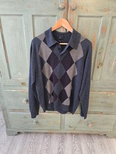 Dockers Long Sleeve Pullover V-Neck Sweater Diamond Blue/Gray Size L