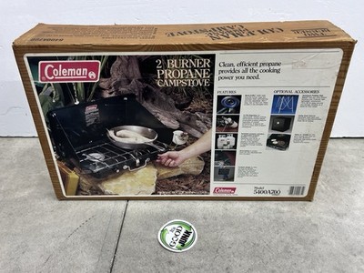 Vintage Coleman Propane Campsite Stove 2 Burner Model 5400A700 Never Turned On