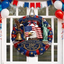 Personalized USA 250th Wooden Sign, 1776  2026 Patriotic Door Decor