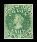 CHILE 1910 Columbus - Dr. Hann Reprint  - 20c green  mint MH VF
