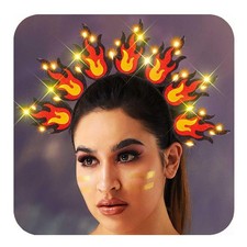 Light Up Fire Headband LED Flame Headpiece Festival Costume Headwear Hallowee...