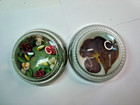 Lot of 2 Vintage Glass Dome Paperweights-1-Mini Sea Shells & 1-Dried Flowers- — photo 1