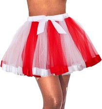 Womens Rainbow Tutu Skirt Layered Tulle Dance Skirts 40 Short, Red White