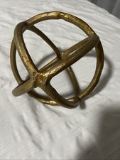 Gold Tone Metal Orb Decor &ndash; Modern 3-Ring Tabletop Sphere 8&rdquo;x6.5&rdquo; &ndash; EUC