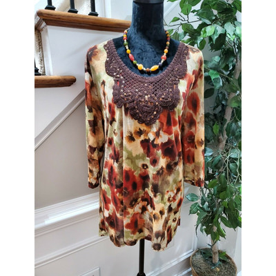 SML Sport Women's Multicolor 100% Polyester Scoop Neck Long Sleeve Top Size 2XL
