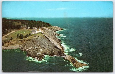 Vintage Pemaquid Point Lighthouse Maine Postcard 1977 Coastal View