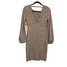 Threads & States V-Neck Cutout Knit Sweater Dress Size Small Gray Marl New