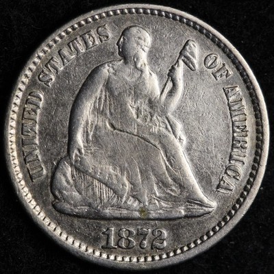 1872 Seated Liberty Silver Half Dime VF MAJOR DOUBLE DIE OBVERSE E220 QJCL