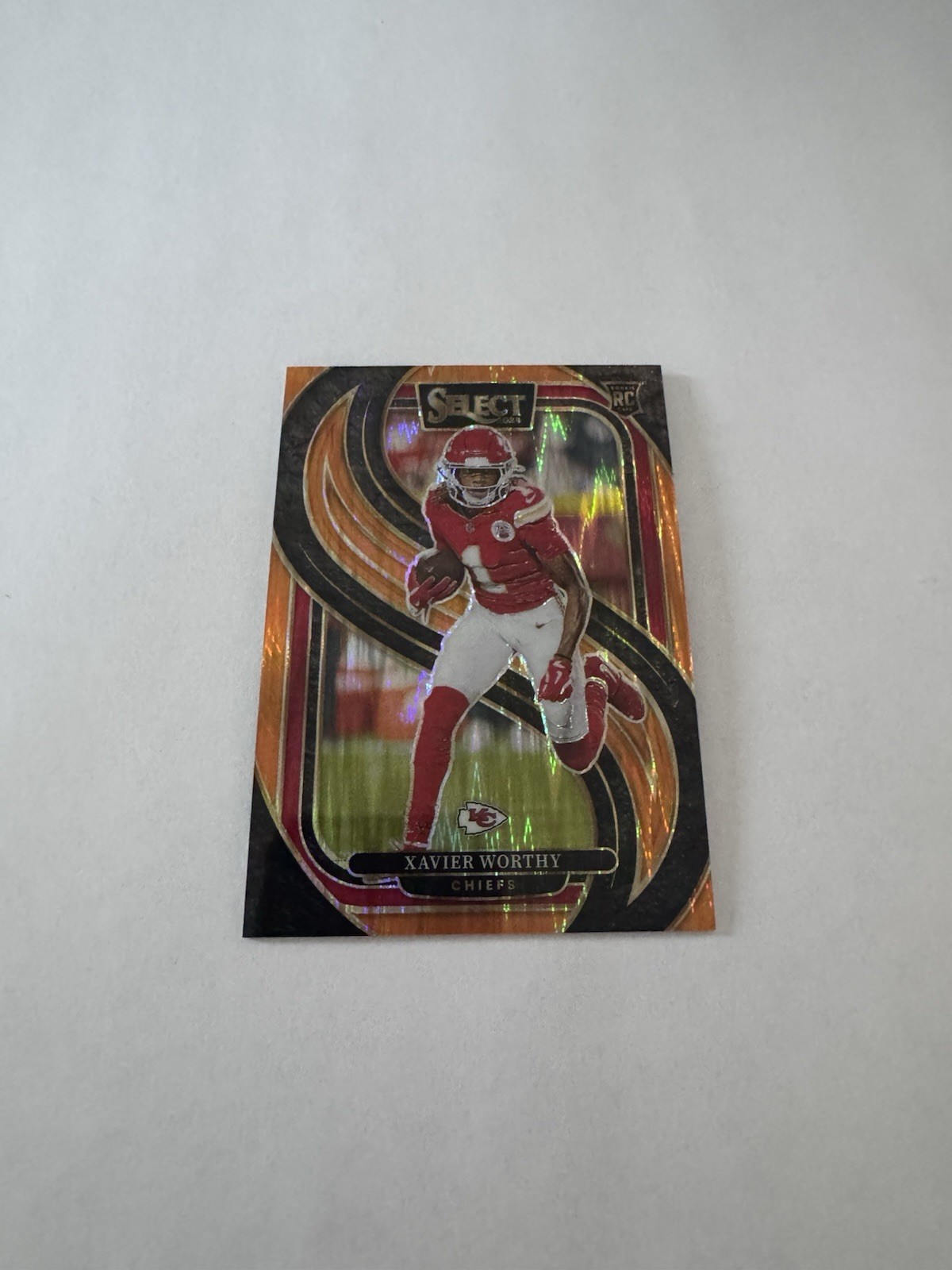 2024 Panini Select Xavier Worthy Premier RC Rookie Orange Shock Prizm SP /399