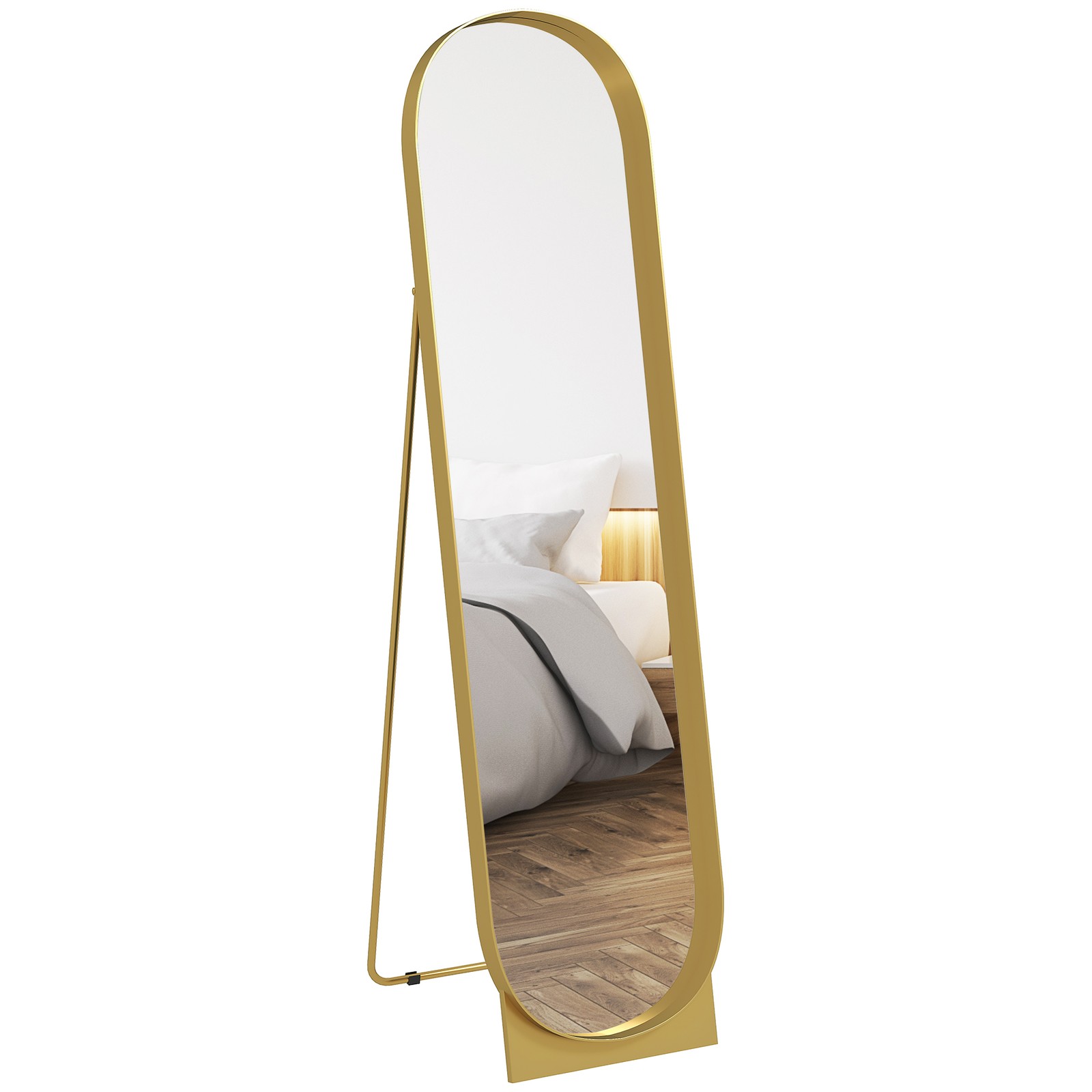 HOMCOM Specchio da Terra in Metallo Autoportante 40x150 cm Oro