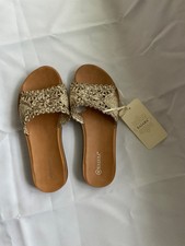 Ladies Kasara BNWT  size 4 gold slip on mule sandals