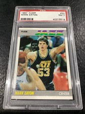 1987-88 Fleer NBA Basketball #32 Mark Eaton Utah Jazz PSA 7 NM Low Pop UCLA Card