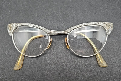 Vintage Cateye Eyeglasses Bifocal Frames 44 Alum UOC 1/30 10K.R.G.P. 22