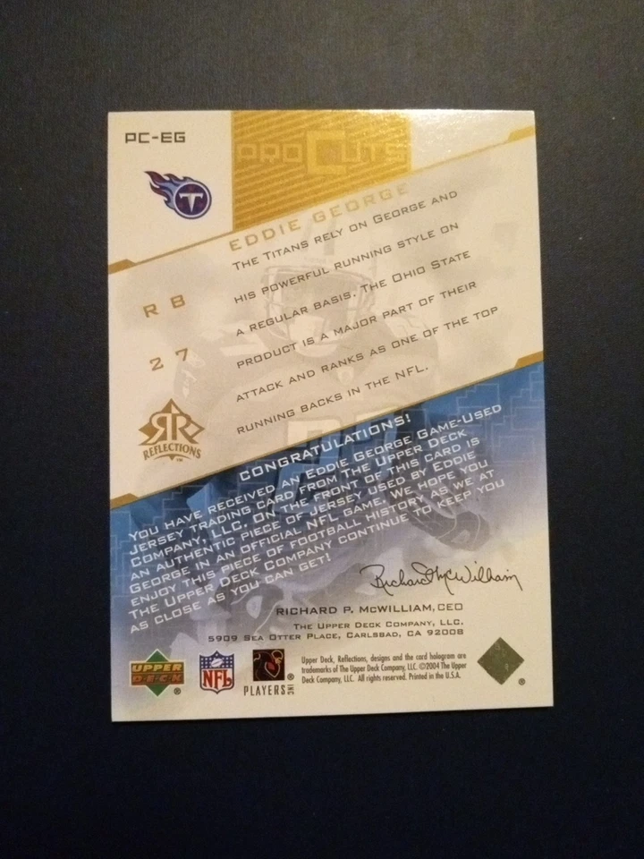 2004 Upper Deck Reflections Pro Cuts PC-EG Eddie George - Image 2 of 2