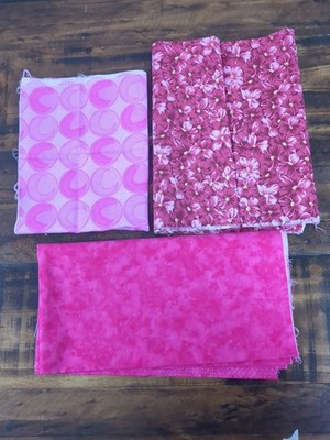 Lot of Pink Fabric, flowers, circles, abstract 5.8oz