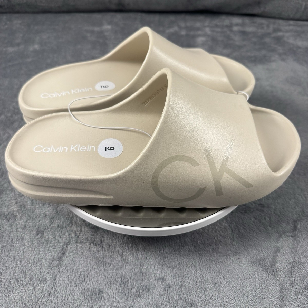 Calvin Klein Sandals Slides Beige Men\'s Size 8 Amazon.com | Calvin Klein Aydinn Light Natural 13 M | Slides main image 4